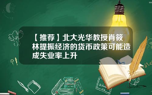 【推荐】北大光华教授肖筱林提振经济的货币政策可能造成失业率上升