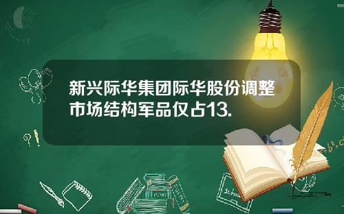 新兴际华集团际华股份调整市场结构军品仅占13.