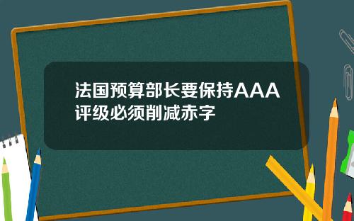 法国预算部长要保持AAA评级必须削减赤字