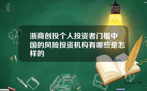 浙商创投个人投资者门槛中国的风险投资机构有哪些是怎样的