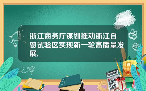 浙江商务厅谋划推动浙江自贸试验区实现新一轮高质量发展.