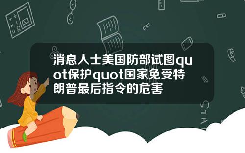 消息人士美国防部试图quot保护quot国家免受特朗普最后指令的危害