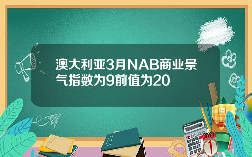 澳大利亚3月NAB商业景气指数为9前值为20