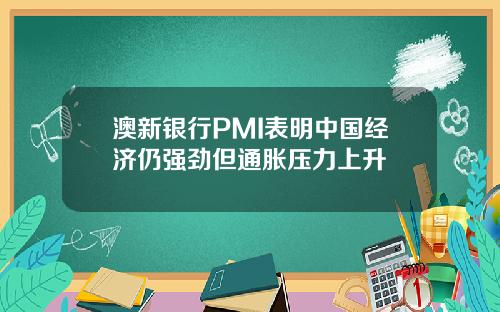 澳新银行PMI表明中国经济仍强劲但通胀压力上升