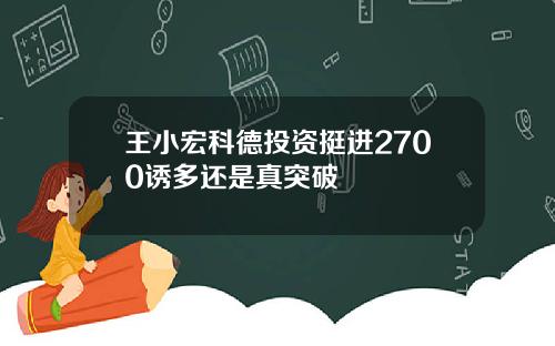 王小宏科德投资挺进2700诱多还是真突破