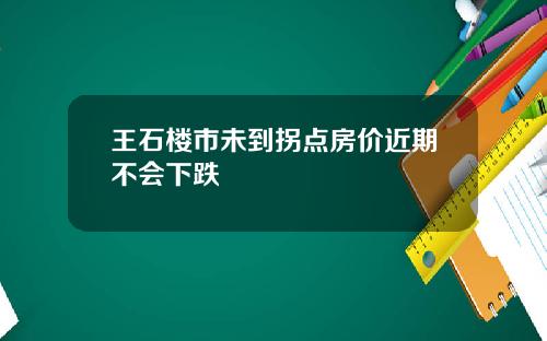 王石楼市未到拐点房价近期不会下跌