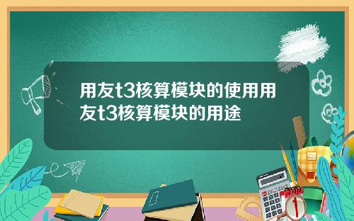 用友t3核算模块的使用用友t3核算模块的用途