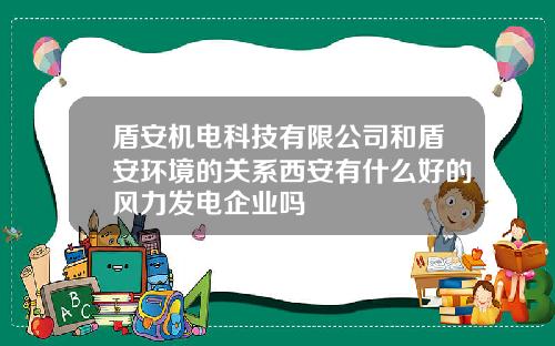 盾安机电科技有限公司和盾安环境的关系西安有什么好的风力发电企业吗