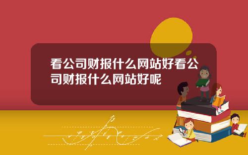 看公司财报什么网站好看公司财报什么网站好呢