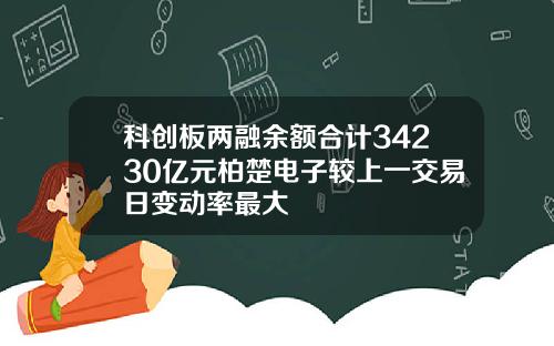 科创板两融余额合计34230亿元柏楚电子较上一交易日变动率最大