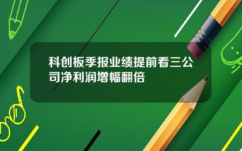 科创板季报业绩提前看三公司净利润增幅翻倍