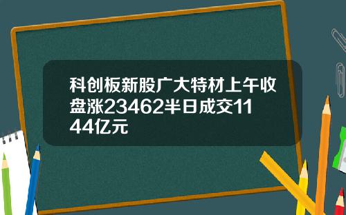 科创板新股广大特材上午收盘涨23462半日成交1144亿元