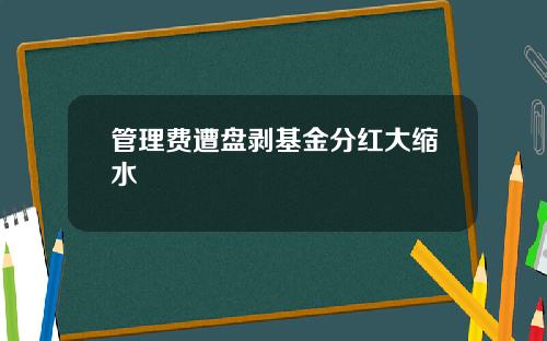 管理费遭盘剥基金分红大缩水