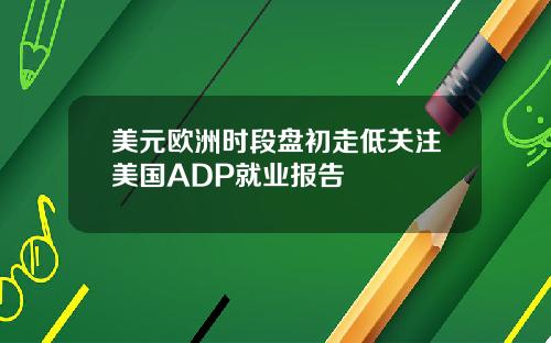 美元欧洲时段盘初走低关注美国ADP就业报告