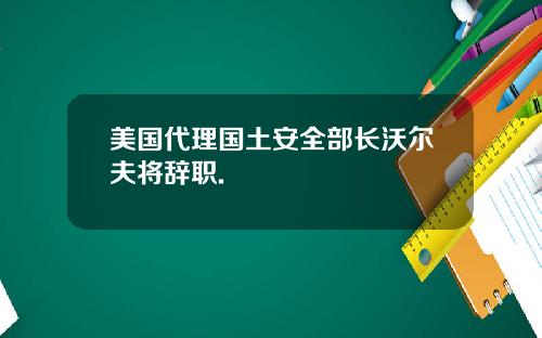 美国代理国土安全部长沃尔夫将辞职.