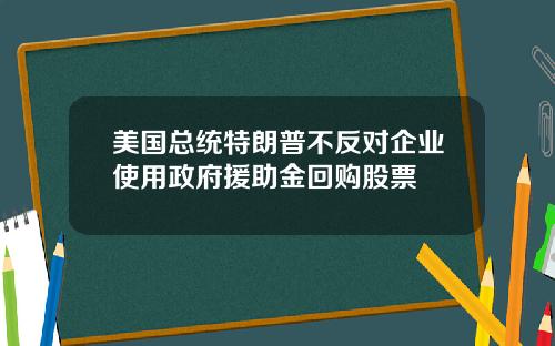 美国总统特朗普不反对企业使用政府援助金回购股票