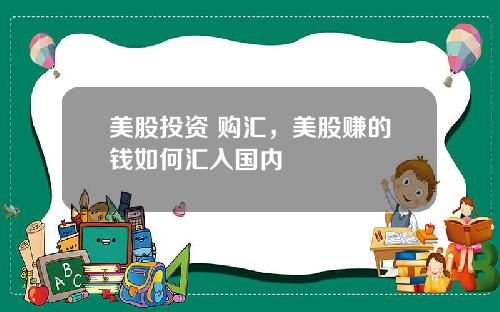 美股投资 购汇，美股赚的钱如何汇入国内