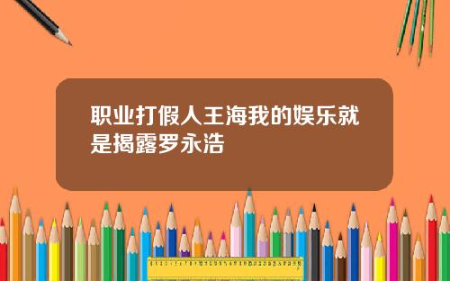 职业打假人王海我的娱乐就是揭露罗永浩