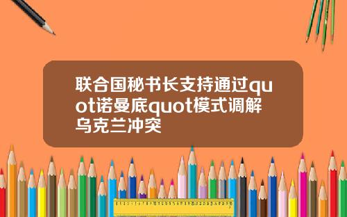 联合国秘书长支持通过quot诺曼底quot模式调解乌克兰冲突