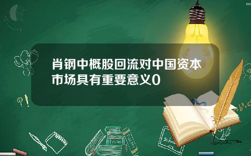 肖钢中概股回流对中国资本市场具有重要意义0