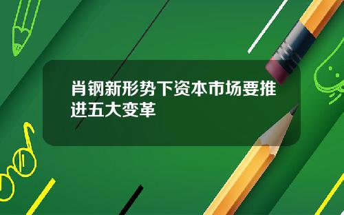 肖钢新形势下资本市场要推进五大变革