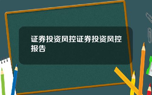 证券投资风控证券投资风控报告