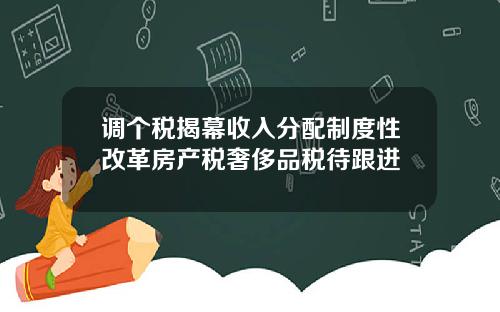 调个税揭幕收入分配制度性改革房产税奢侈品税待跟进