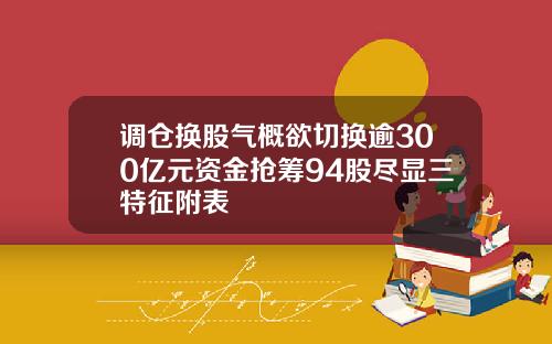 调仓换股气概欲切换逾300亿元资金抢筹94股尽显三特征附表