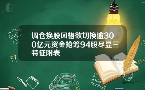 调仓换股风格欲切换逾300亿元资金抢筹94股尽显三特征附表