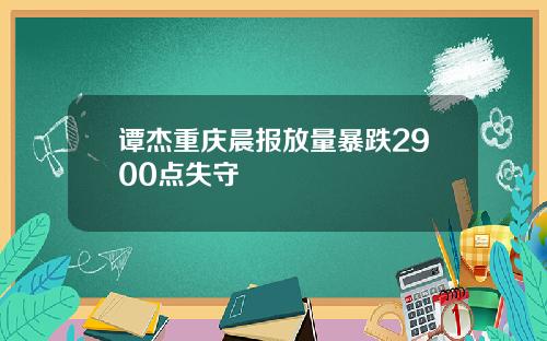 谭杰重庆晨报放量暴跌2900点失守