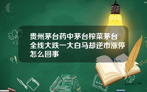 贵州茅台药中茅台榨菜茅台全线大跌一大白马却逆市涨停怎么回事