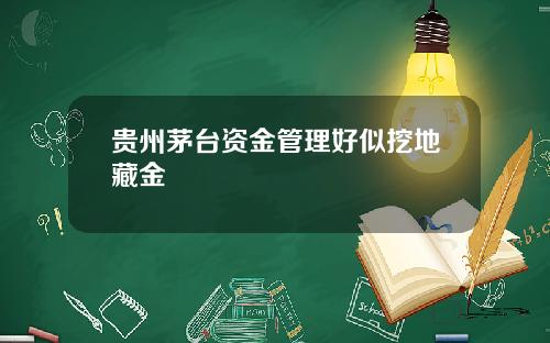 贵州茅台资金管理好似挖地藏金