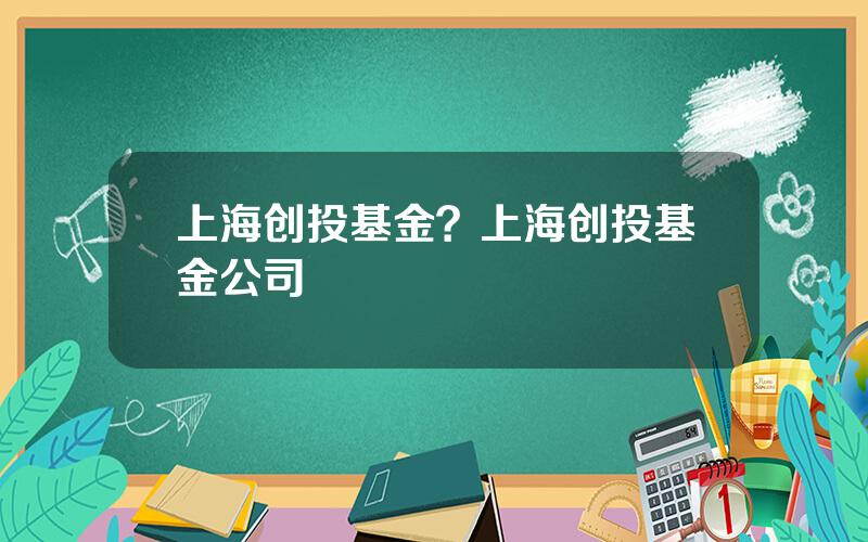 上海创投基金？上海创投基金公司