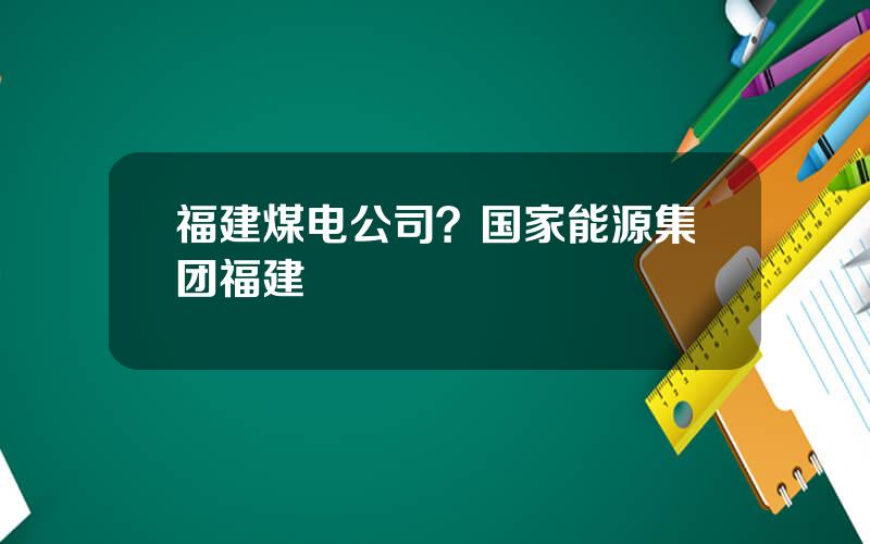 福建煤电公司？国家能源集团福建