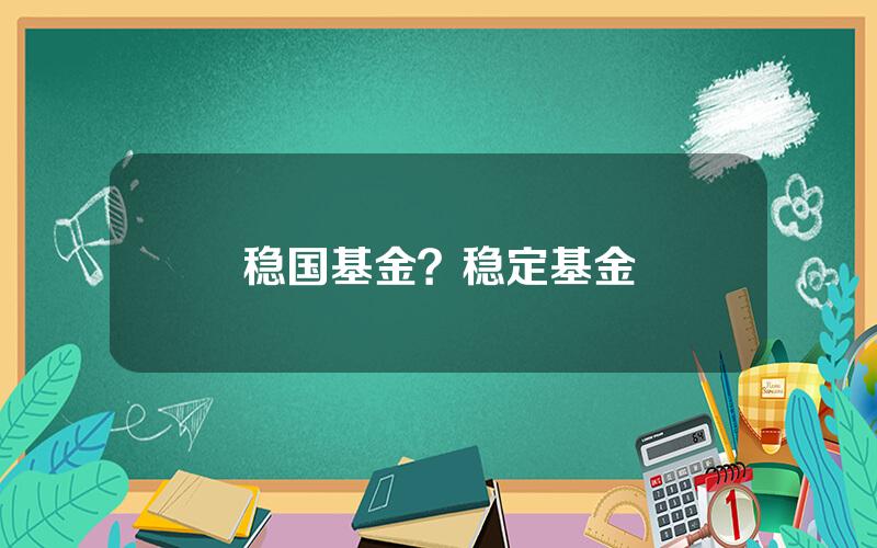 稳国基金？稳定基金