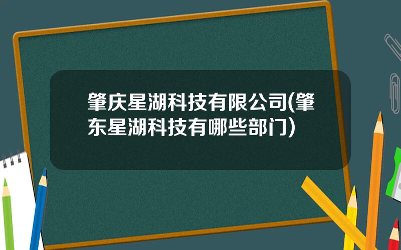 肇庆星湖科技有限公司(肇东星湖科技有哪些部门)