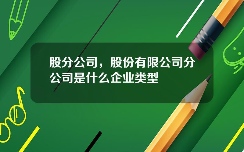 股分公司，股份有限公司分公司是什么企业类型