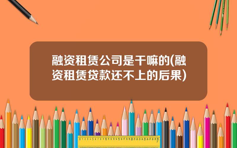 融资租赁公司是干嘛的(融资租赁贷款还不上的后果)