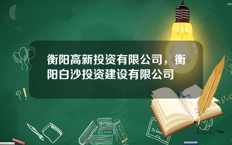 衡阳高新投资有限公司，衡阳白沙投资建设有限公司