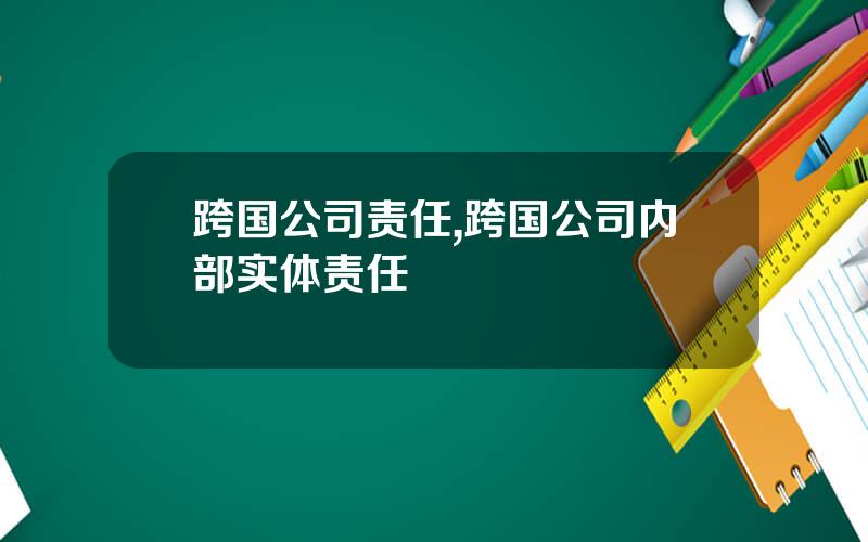 跨国公司责任,跨国公司内部实体责任